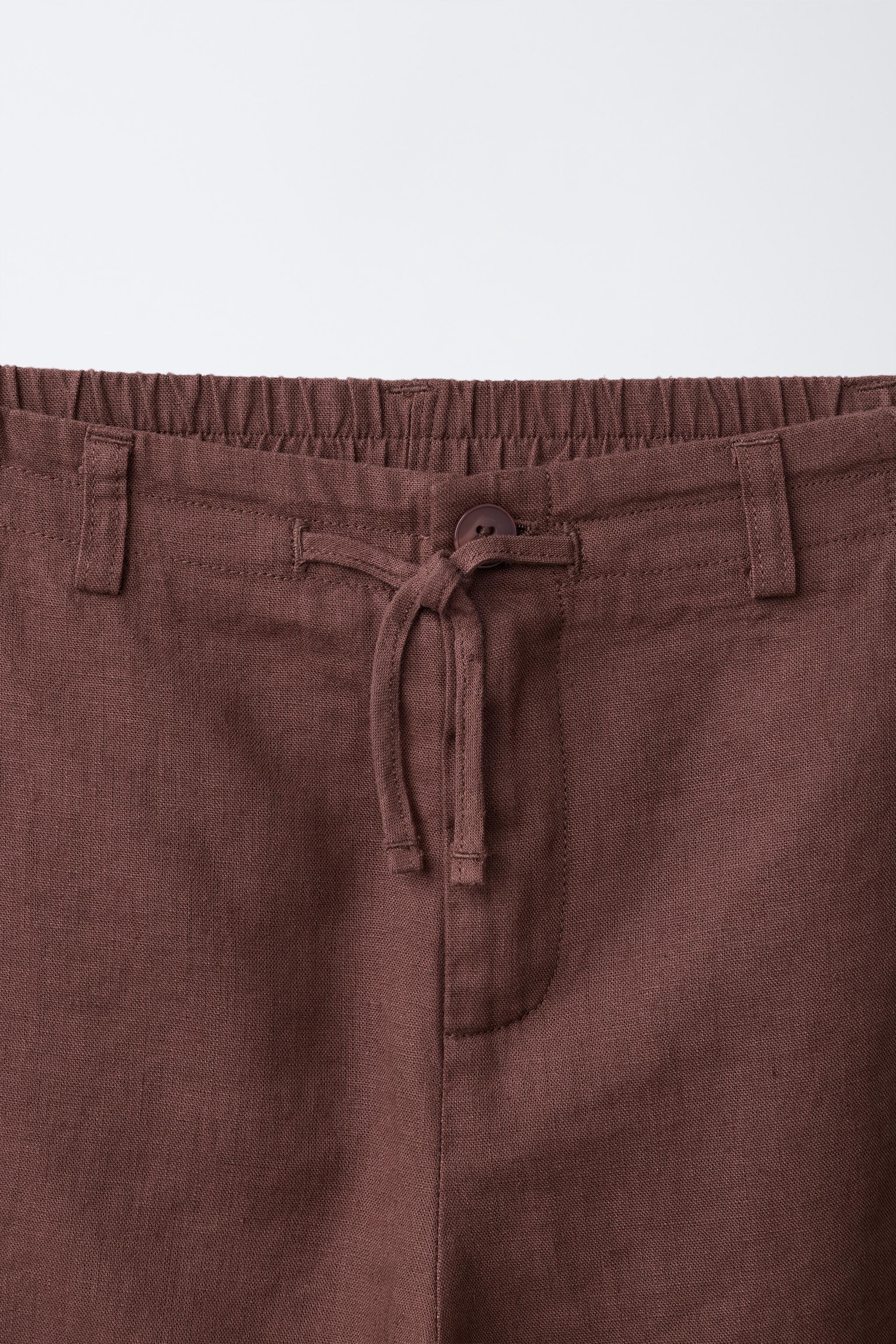 LINEN BARREL PANTS